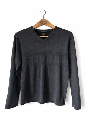 Kenneth Cole Charcoal Gray V-Neck Pullover Sweater Men's L Collegiate Old Money